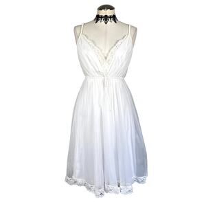 Vtg 1960's Shadowline White Layered Lace Coquette Baby Doll Mini Dress Dainty M